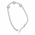 Dublin Silver 925 Sterling Silver Tennis Bracelet with Triple Halo Clusters