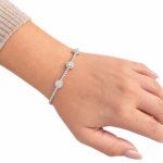 Dublin Silver 925 Sterling Silver Tennis Bracelet with Triple Halo Clusters