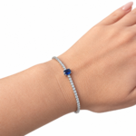 Dublin Silver 925 Sterling Silver Tennis Bracelet with Blue Sapphire