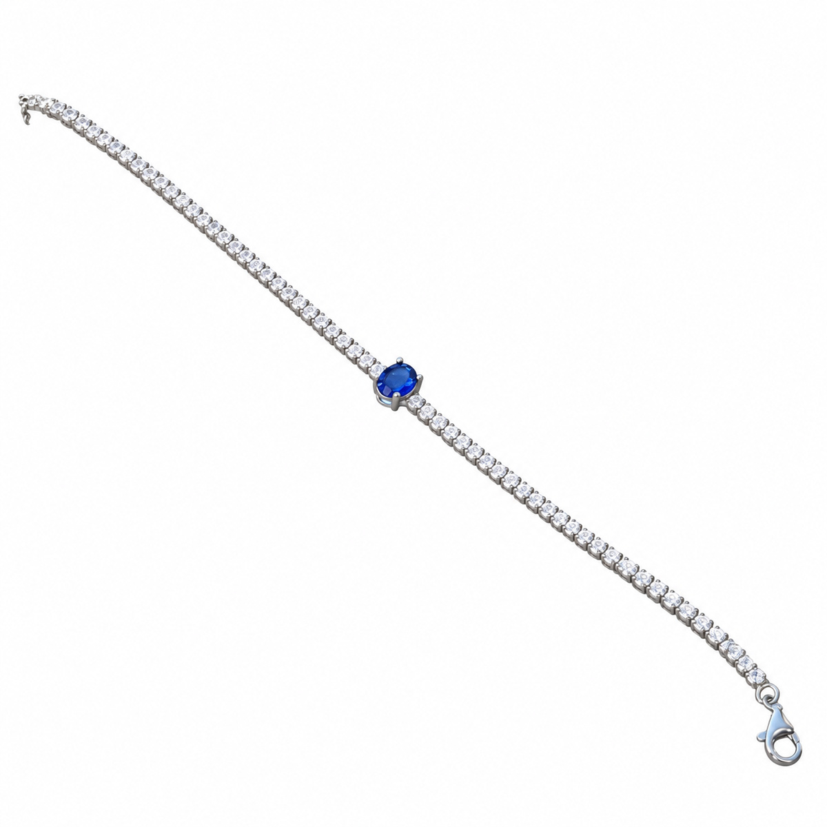 Dublin Silver 925 Sterling Silver Tennis Bracelet with Blue Sapphire