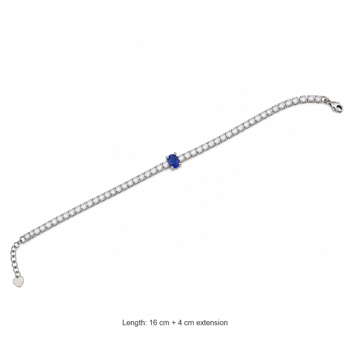 Dublin Silver 925 Sterling Silver Tennis Bracelet with Blue Sapphire