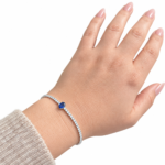 Dublin Silver 925 Sterling Silver Tennis Bracelet with Blue Sapphire