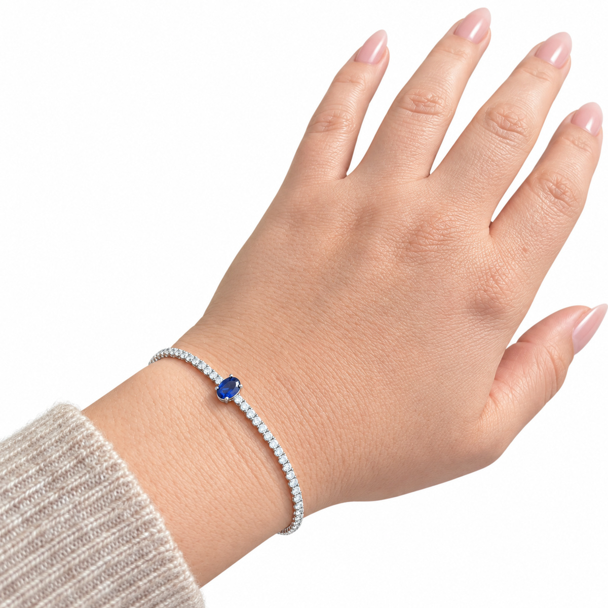 Dublin Silver 925 Sterling Silver Tennis Bracelet with Blue Sapphire