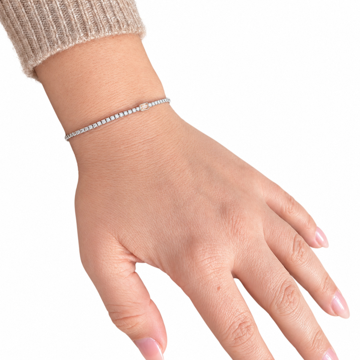 Dublin Silver 925 Sterling Silver CZ Tennis Bracelet with Orange Gemstone