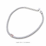 Dublin Silver 925 Sterling Silver CZ Tennis Bracelet with Orange Gemstone