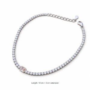 Dublin Silver 925 Sterling Silver CZ Tennis Bracelet with Orange Gemstone