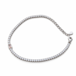 Dublin Silver 925 Sterling Silver CZ Tennis Bracelet with Orange Gemstone