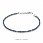 Dublin Silver 925 Sterling Silver Blue Tennis Bracelet with Lobster Clasp