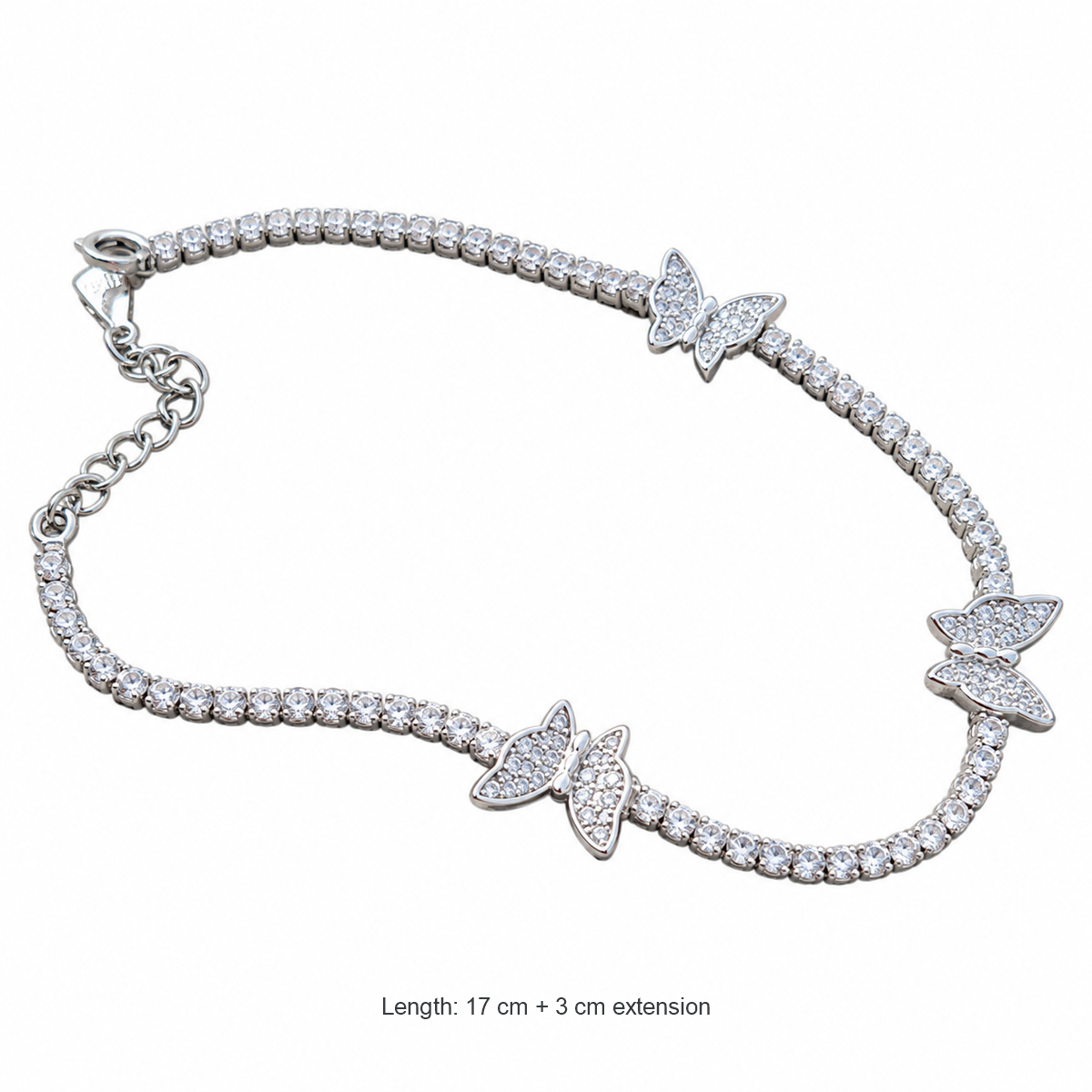 Dublin Silver 925 Sterling Silver Butterfly Tennis Bracelet with Clasp