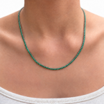 925 Sterling Silver Emerald Tennis Necklace | Dublin Silver