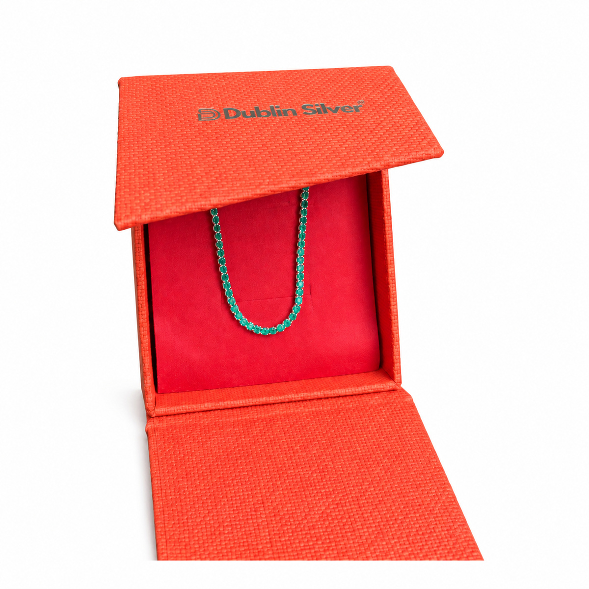 925 Sterling Silver Emerald Tennis Necklace | Dublin Silver