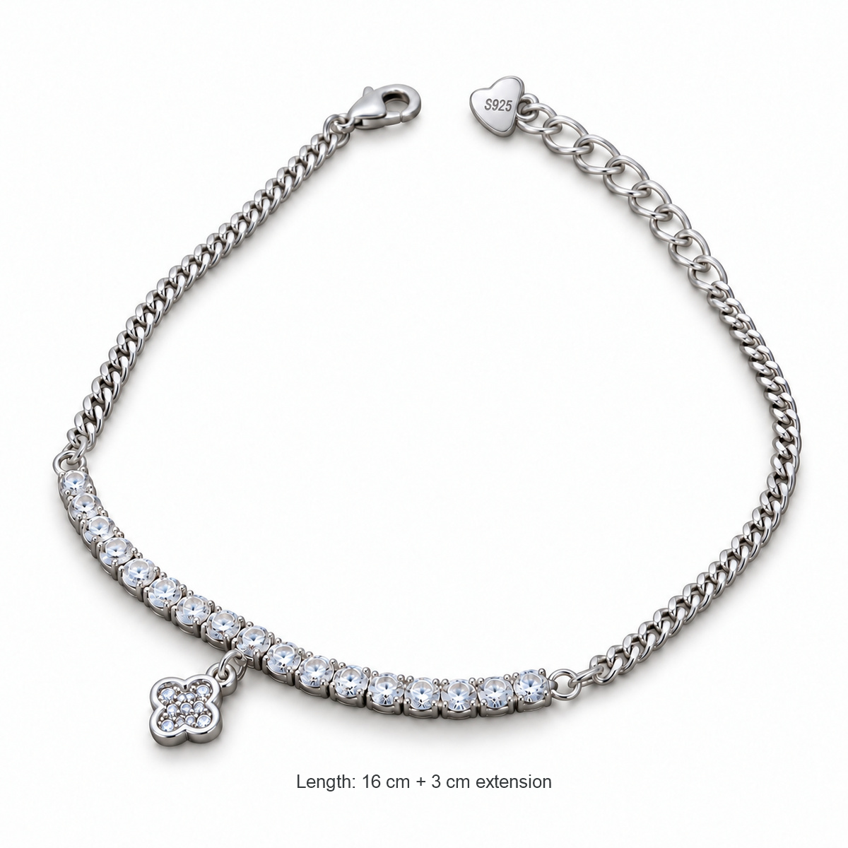 925 Sterling Silver Lucky Charm Tennis Bracelet with Cubic Zirconia | Dublin Silver